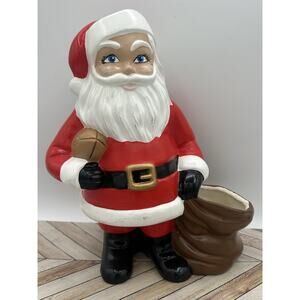 Vintage Santa Claus 1970s Ceramic Mold Figure Christmas 10 inch